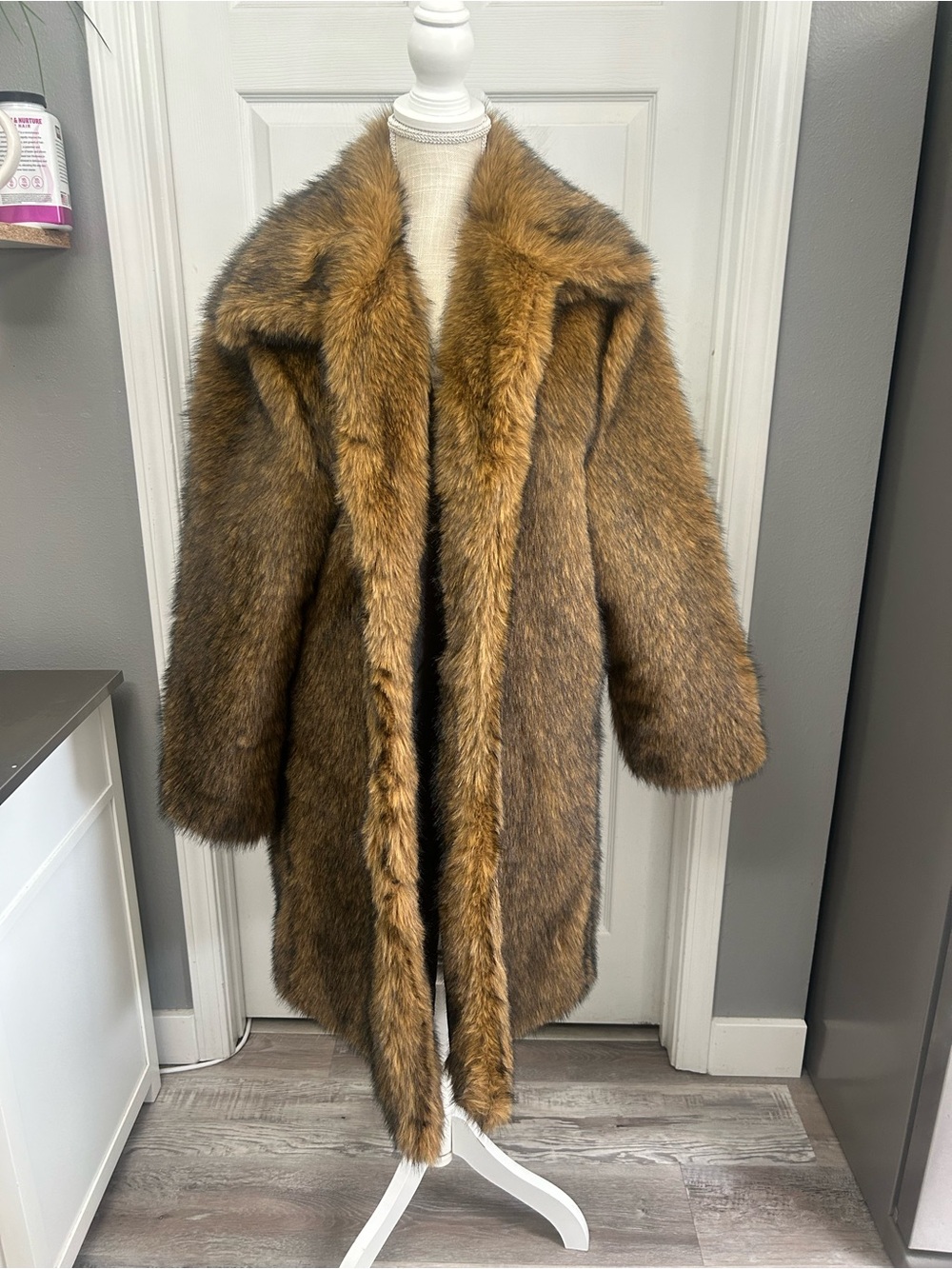 Faux fur trench coat Sz 2XL brand new without tags
